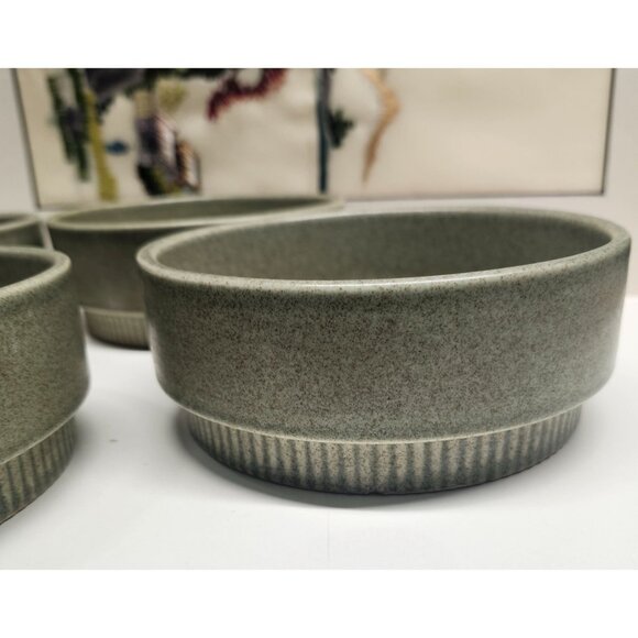 4- Pfaltzgraff Nordic Green Bowls Stoneware Soup Cereal Vintage 1970's Retro - Picture 3 of 6